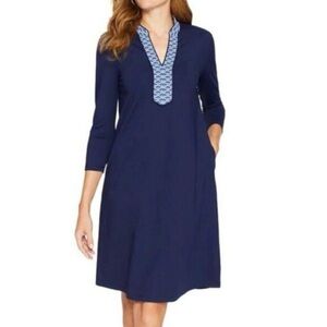 NWT J Mclaughlin Carmine Catalina Cloth Dress Size XL Navy Blue Resort Wear $238